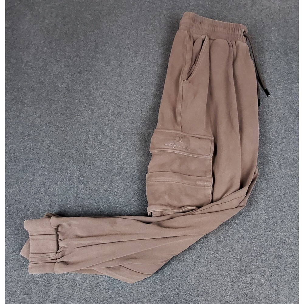 Youngla Cargo Jogger Sweatpants Mens Medium 26x26 Brown Multi-Pocket Preppy 240
